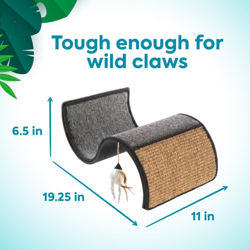 Petlinks Instincts by SmartyKat Dream Curl Carpet & Sisal Cat Scratcher, Dual-Surface Curl for Scratching, Lounge & Hide for Cats & Kittens, Gray & Denim, One Size - Image 3